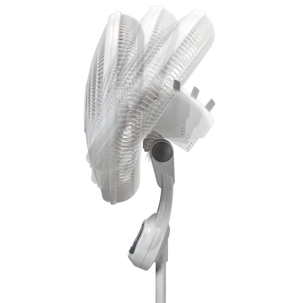16 in. 3 Speed Oscillating Pedestal Fan with Adjustable Height, Remote Control, and Auto Off Timer in White - Hercitys
