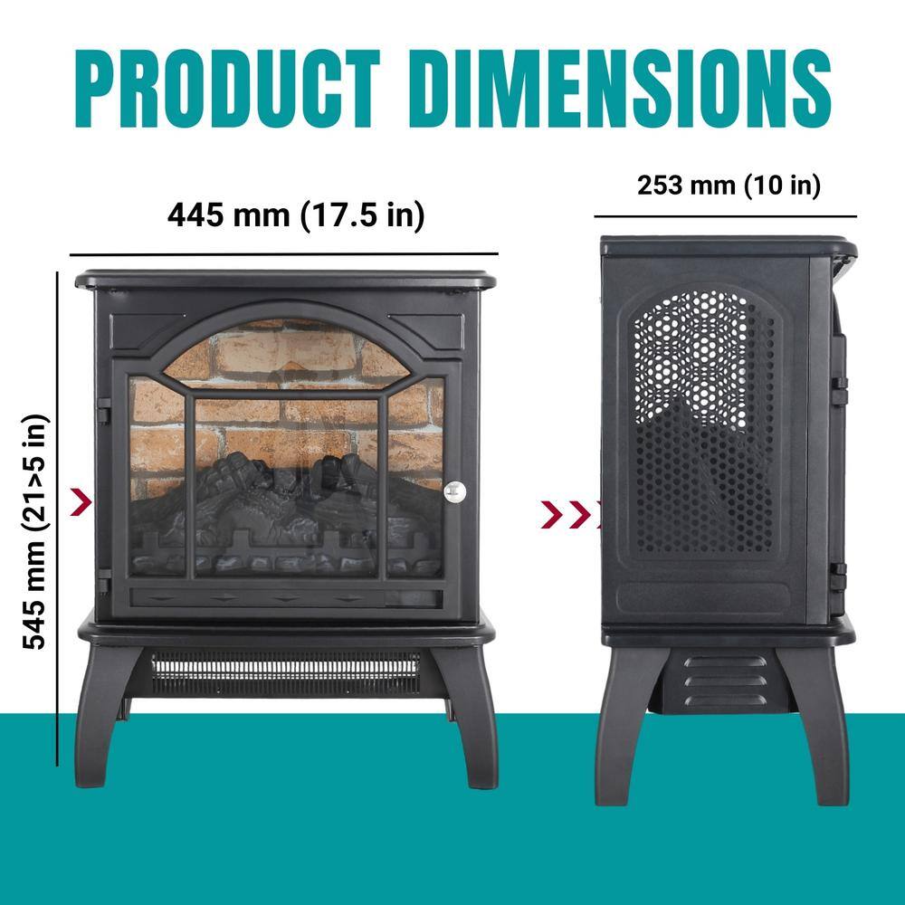 1500-Watt Black 18 in. 3D Infrared Quatz Electric Stove Heater with Automatic Shut off and Remote Control - Hercitys