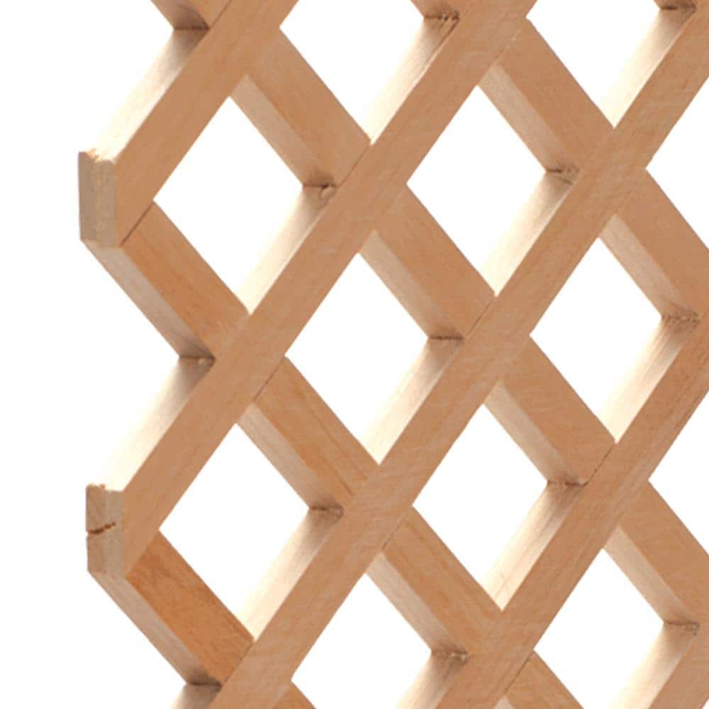 24 in. x 35-3/4 in. x 3/8 in. Unfinished Diagonal Solid North American Red Oak Lattice Panel Insert - Hercitys