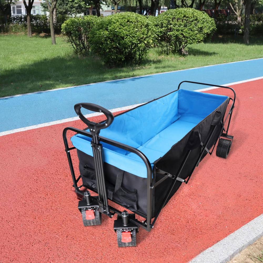 5.82 cu. ft. Steel Folding Garden Cart in Black and Blue Versatile Garden Cart - Hercitys
