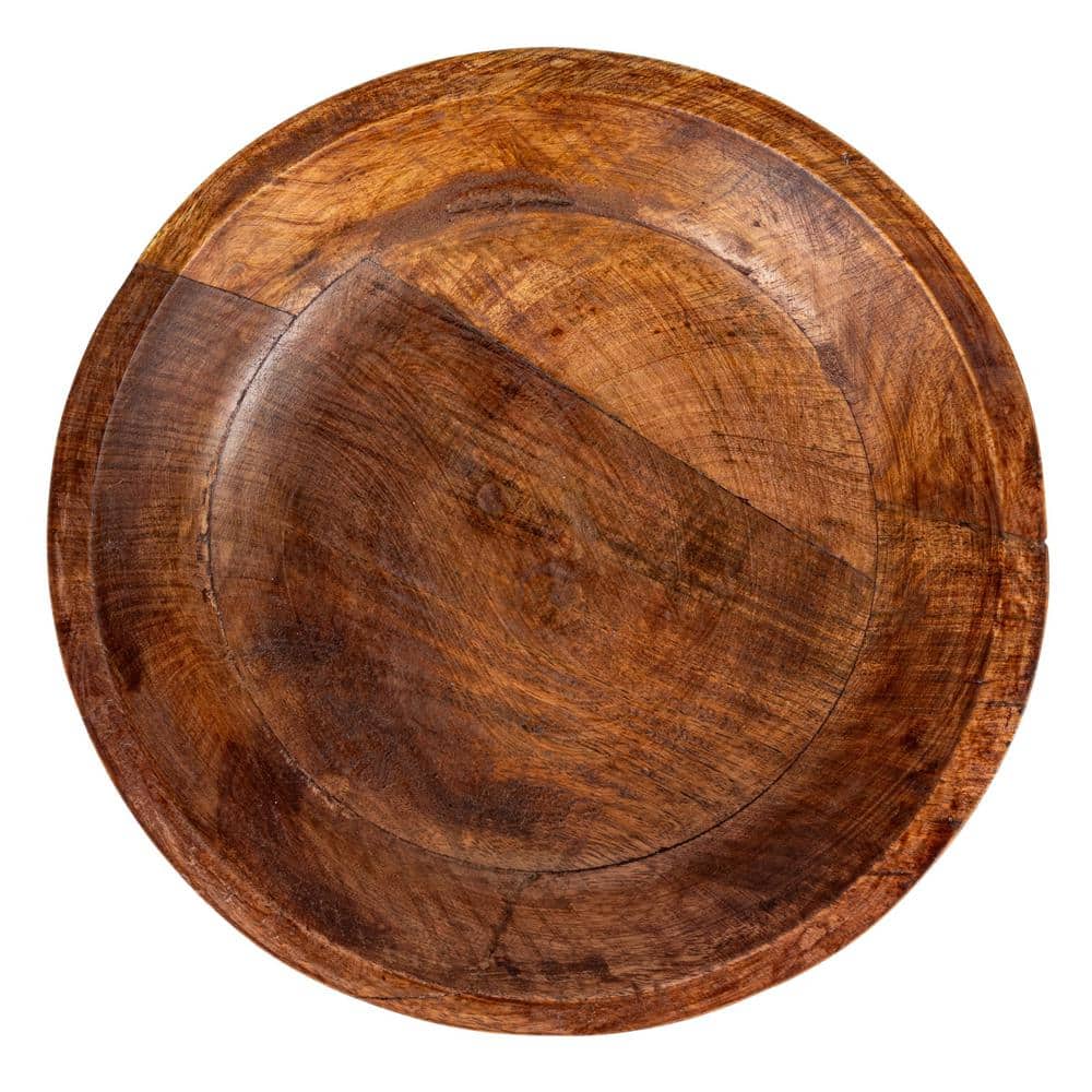 218 fl. oz. 11.5 in. Natural Brown Mango Wood Serving Bowls (Set of 1) - Hercitys