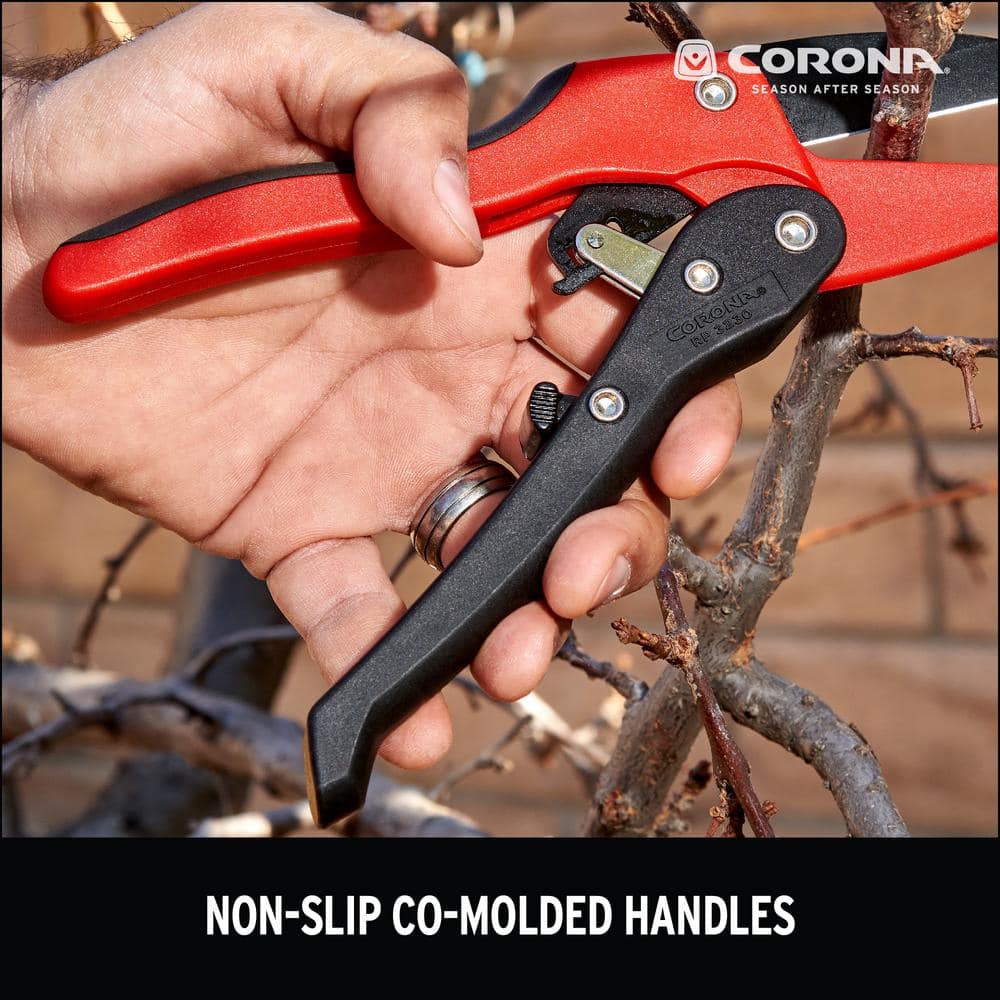 2.625 in. High Carbon Steel Blade with Co-Molded Non-Slip Handles Ratchet Hand Pruner - Hercitys