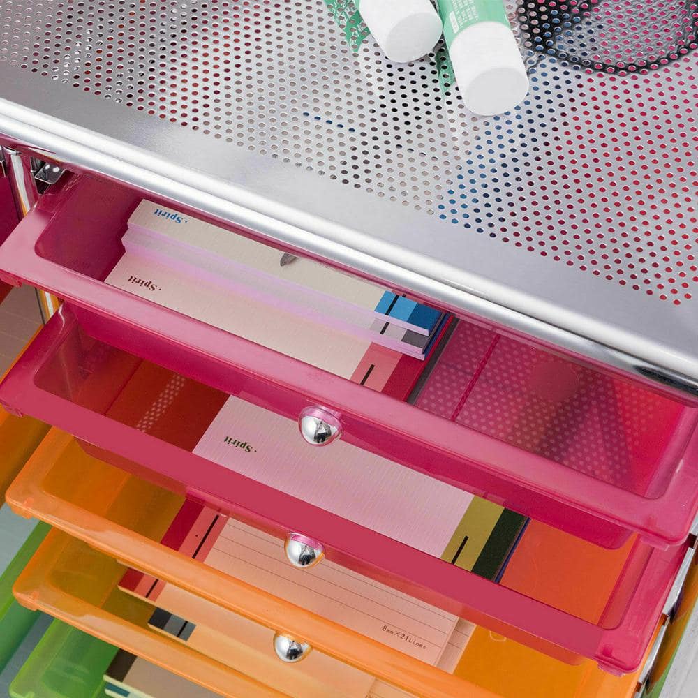 15 Drawer 4-Wheeled Plastic Rolling Storage Cart Tools Scrapbook Paper Office School Organizer in Colorful - Hercitys