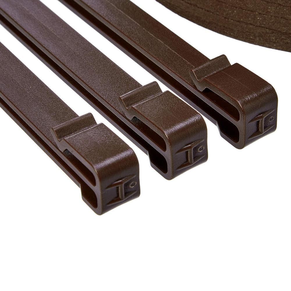 480 in. 40 ft. x 5 in. Brown Plastic Landscape Edging Coil, Flexible Garden Edging with 10-Stakes - Hercitys