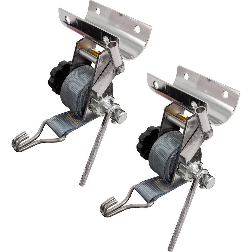 1-1/2 in. x 7 Foot Stainless Steel Ladder Rack Ratchet Tie Down Tube Mount with Double J Hooks - Hercitys