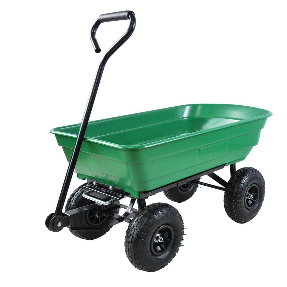 2.5 cu. ft. Metal Garden Cart with Steel Frame and 10 in. Pneumatic Tires 300 lbs. - Hercitys