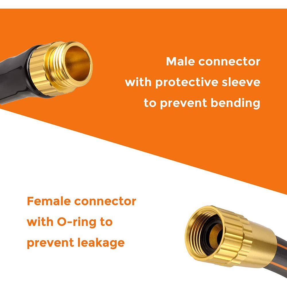 5/8 in. x 10 ft. Garden Hose Heavy-Duty Black Garden Hose Rubber Water Hose, No-Kink, Leakroof Gardening Hose - Hercitys