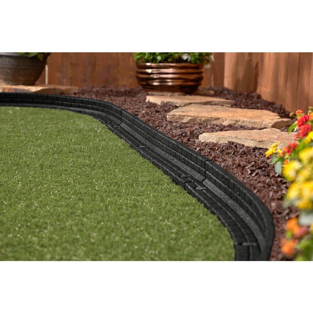 48 in. x 3 in. x 3 in. Black Brickface Rubber Landscape Edging - Hercitys