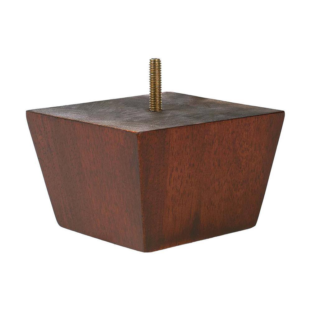 2-3/4 in. x 4-3/8 in. Stained Cherry Solid Hardwood Square Bun Foot (4-Pack) - Hercitys