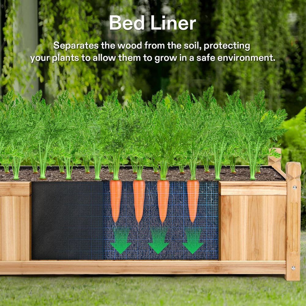 43. 5in. L x 16in. W x 14in. H Wood Raised Garden Bed with Liner - Hercitys