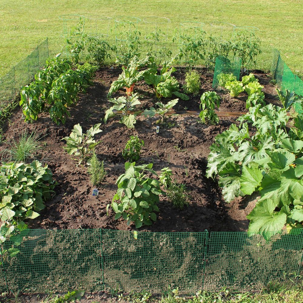 18 in. Vinyl Tall Green Coated Galvanized Steel Expandable Modular Garden Fencing System - Hercitys