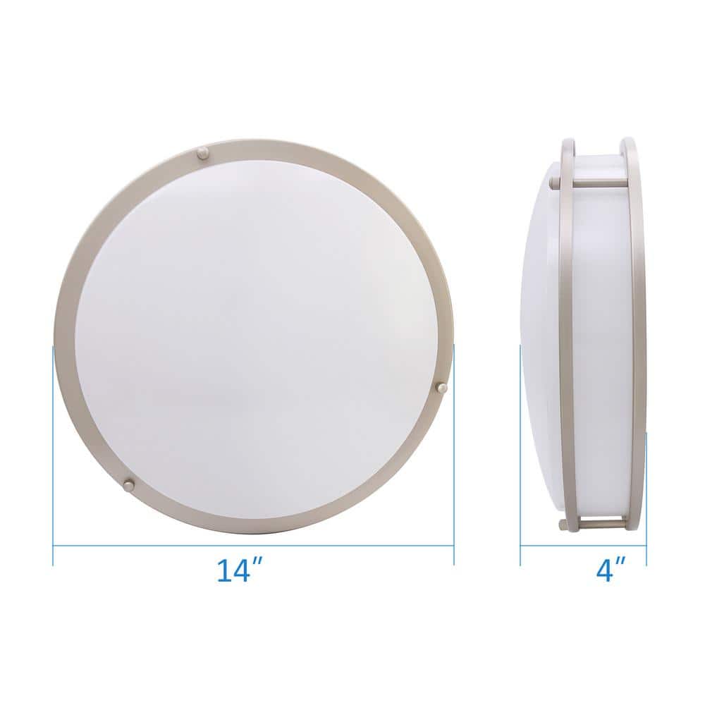14 in. Silver Dimmable CCT Integrated LED Flush Mount Ceiling Light Fixture - Hercitys