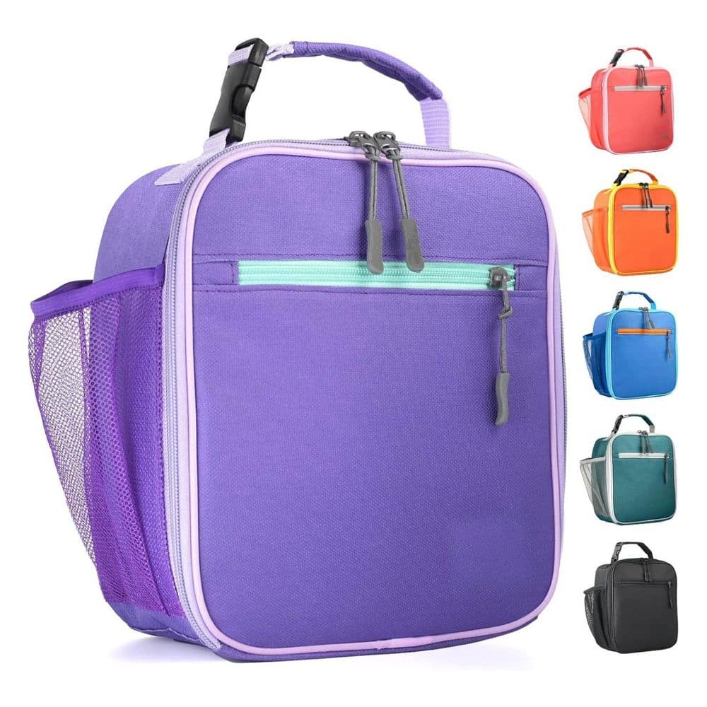 3 qt. Insulated Soft-Side Lunch Box Kids Bag Mini Cooler Thermal Reusable for School Work Picnic Purple - Hercitys