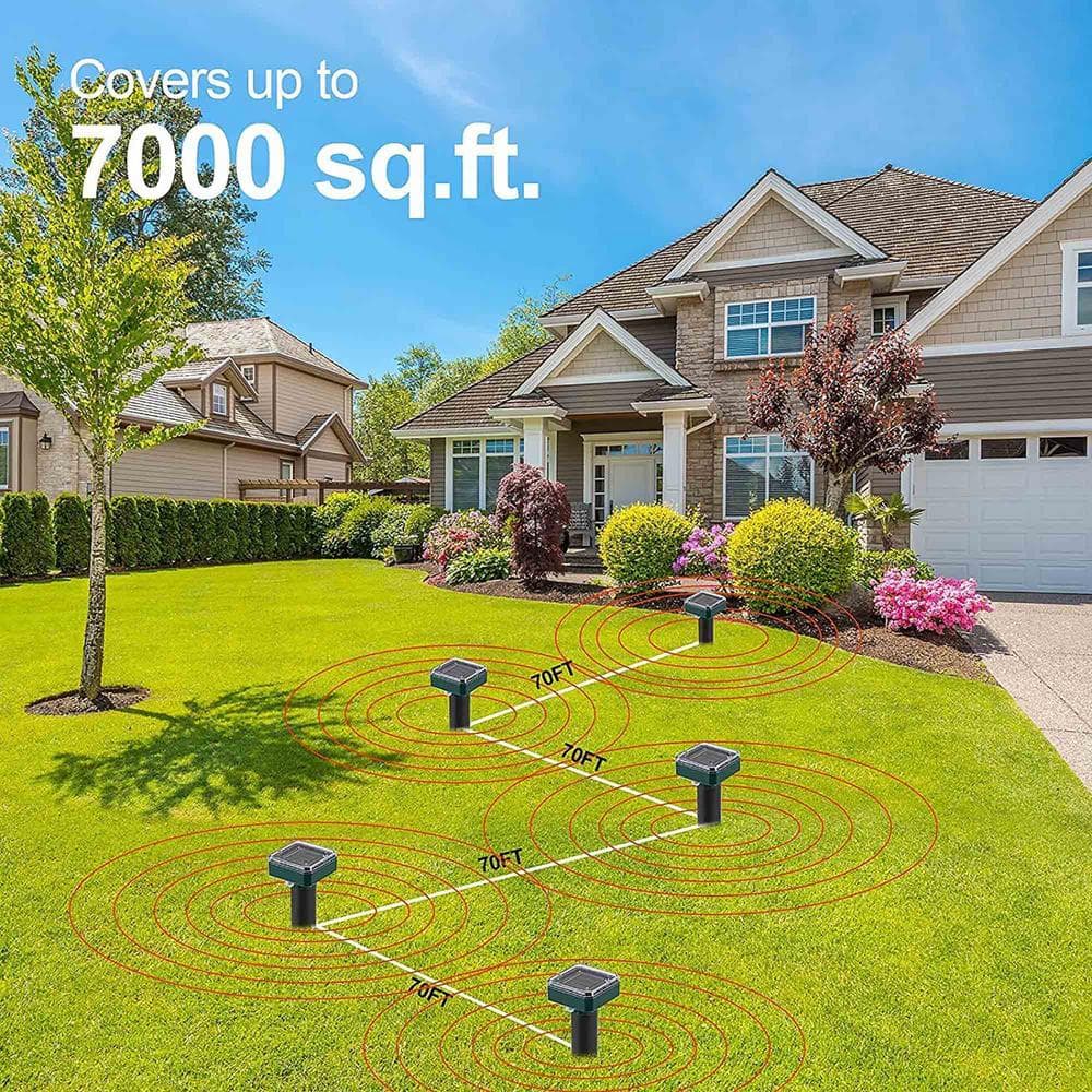 10 in. x 2 in. Solar Mole Repellent Ultrasonic Repellent Powered – 8 Pack - Hercitys