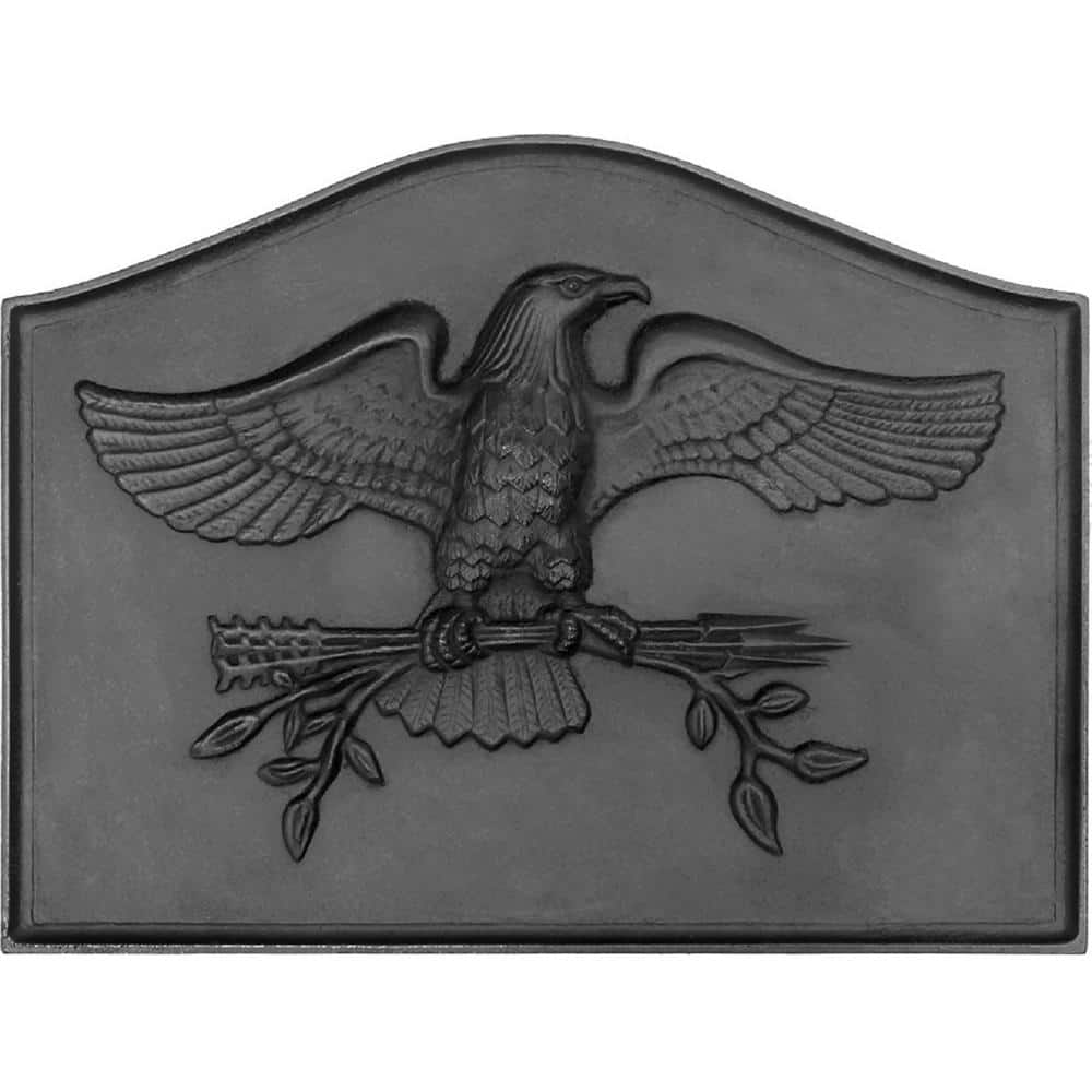 24 in. L, Black American Eagle Decorative and Protective Fireback - Hercitys