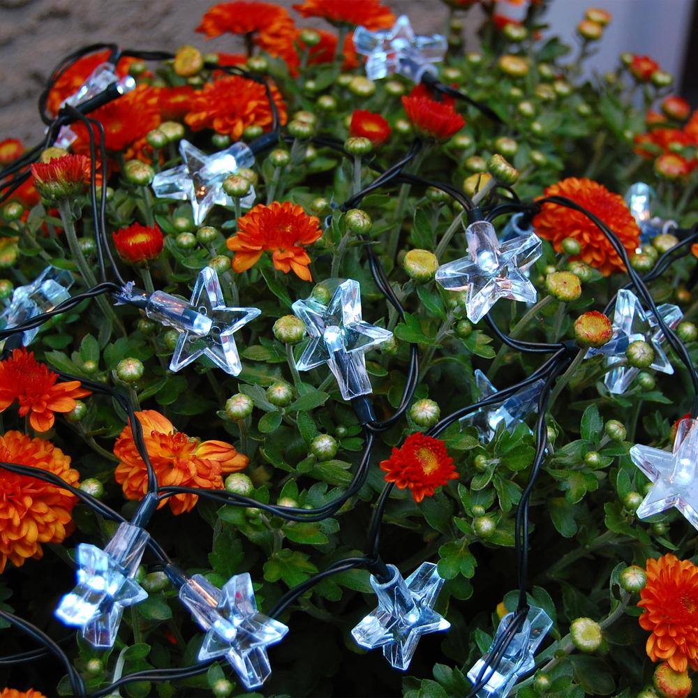 30-Light 13 ft. White Stars Solar String Light - Hercitys