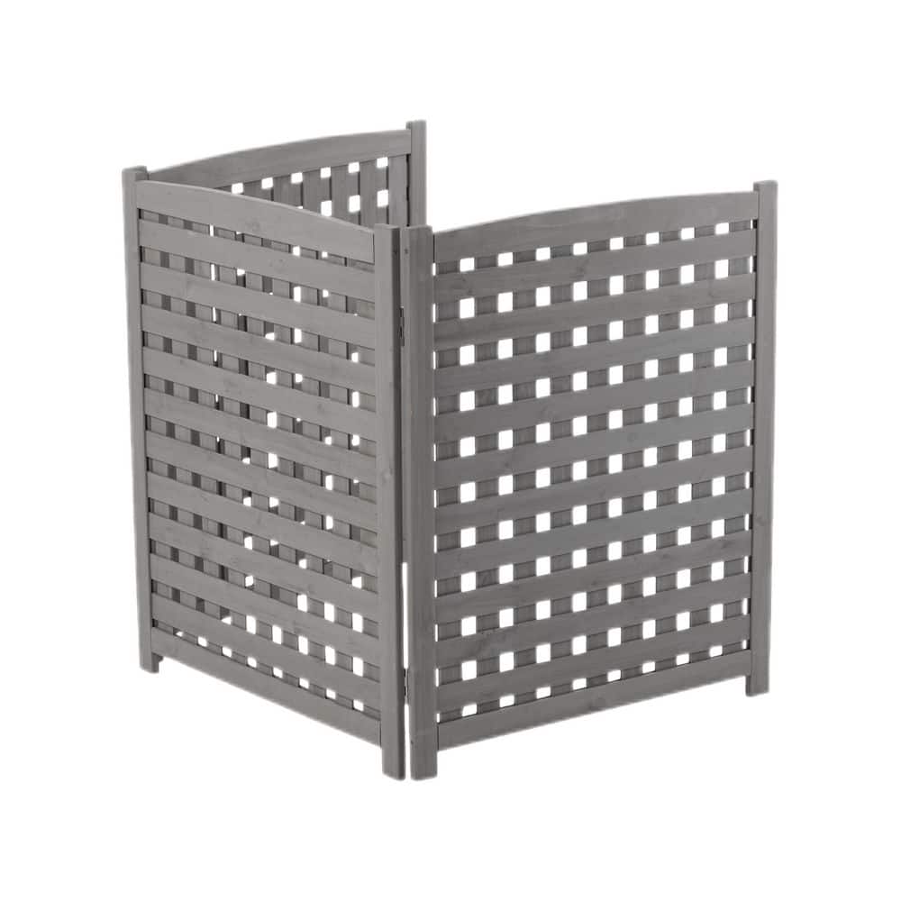 3-Panel 38 in. Outdoor Wood Garden Fence, Air Conditioner Fence Screen Privacy Screen Fence, for Pool Trash Can, Gray - Hercitys