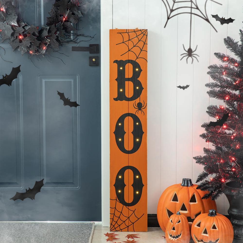 42 in. H Lighted Wooden BOO Halloween Porch Sign - Hercitys