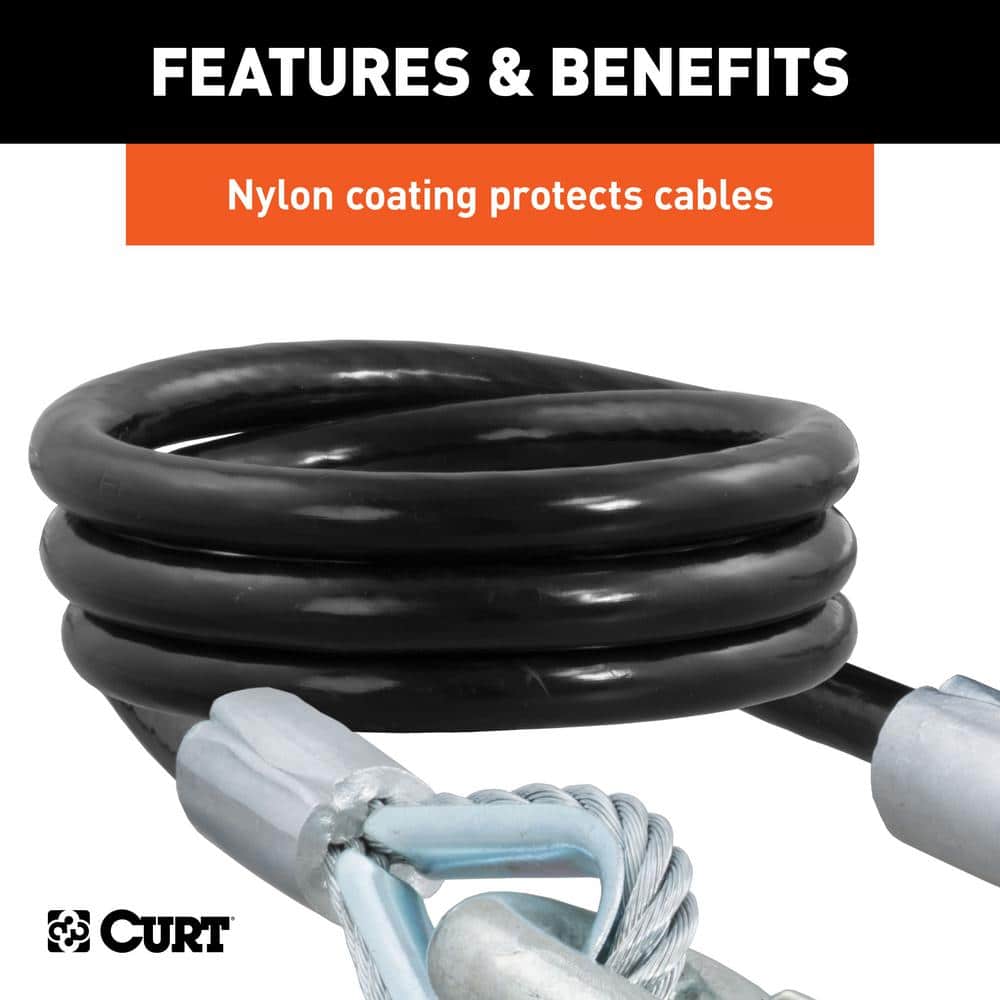 44″ Safety Cables with 2 Snap Hooks (7,500 lbs., Vinyl-Coated, 2-Pack) - Hercitys