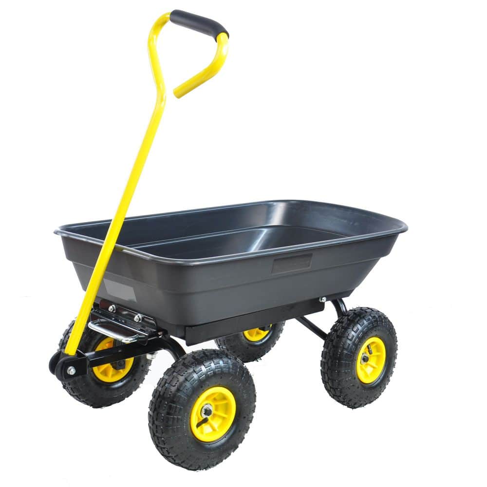 2.2 cu.ft. Metal Portable Cart in Black and Yellow - Hercitys