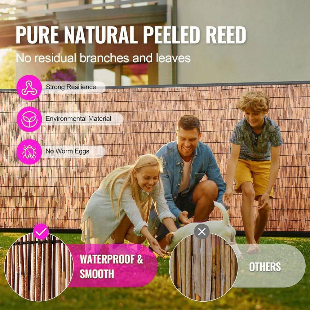 48 in. H x 16.4 ft. W Brown Natural Reeds Eco-Friendly Privacy Screen Curtain Patio Reed Fencing Rolls (2-Pack) - Hercitys