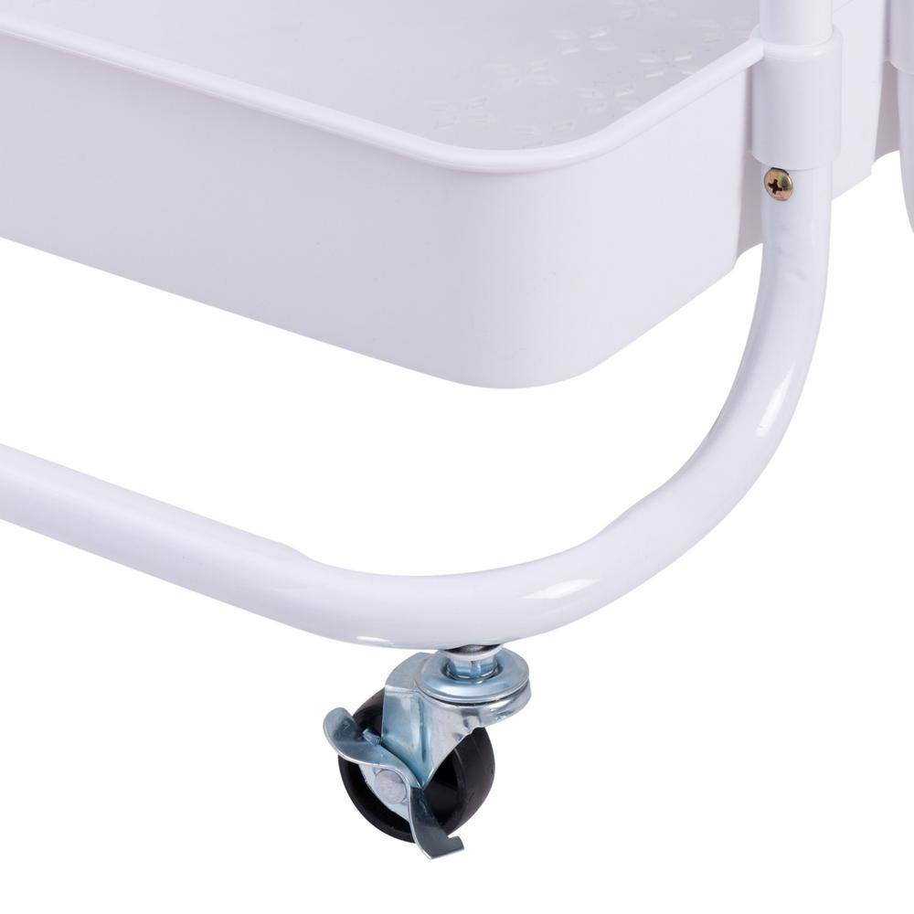 3-Tier Rolling Basket Cart in White - Hercitys
