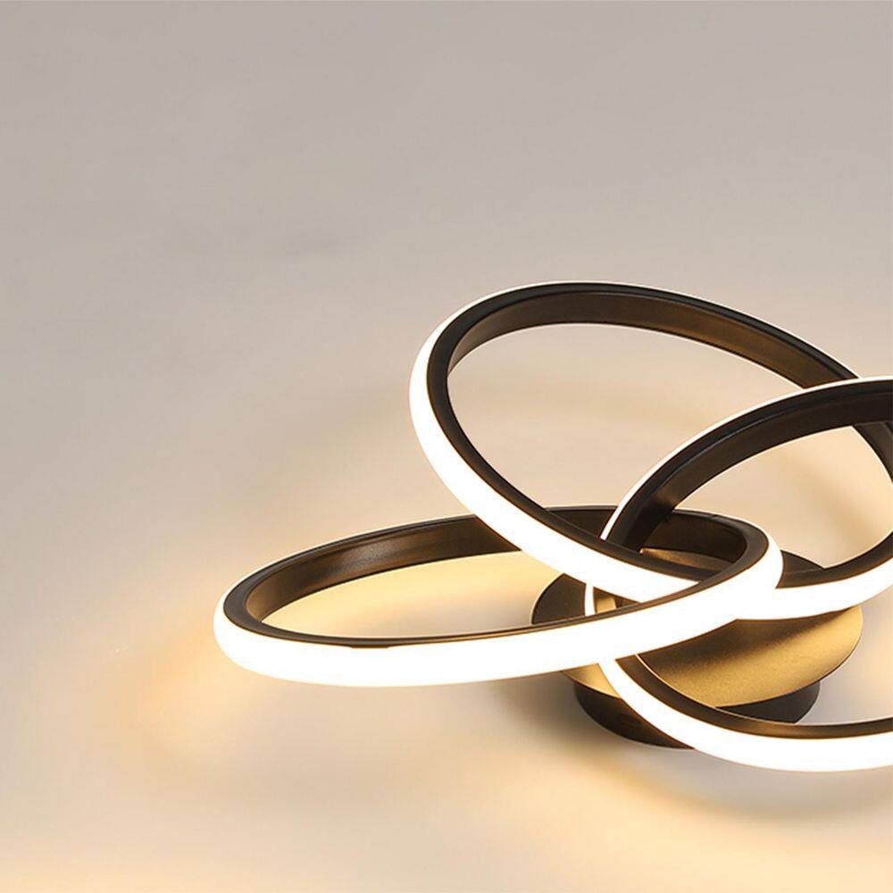 20.5 in. 1-Light Black Selectable LED Flush Mount Ceiling Light Modern Creative Design Ring with Remote Control - Hercitys