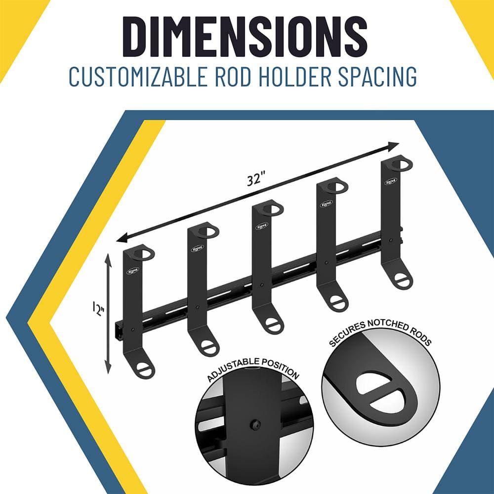 500 lbs 5 Spinning Adjustable Fishing Pole Wall Mounted Racks - Hercitys