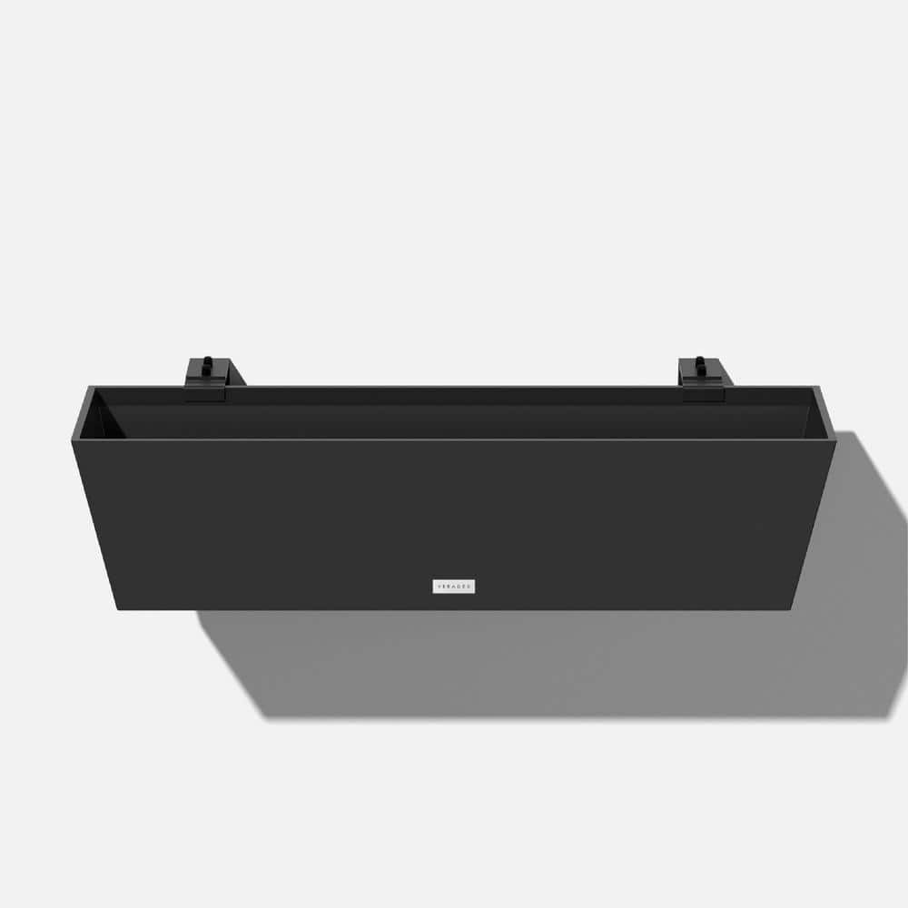 36 in. x 10 in. Black Plastic Railing Window Box - Hercitys