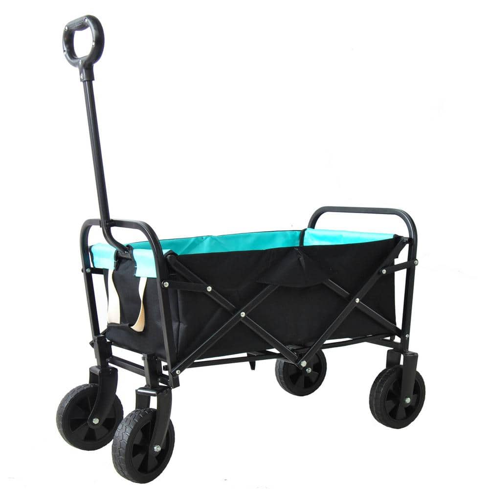 2 cu. ft. Blue Fabric and Steel Frame Outdoor Folding Utility Wagon Garden Cart - Hercitys