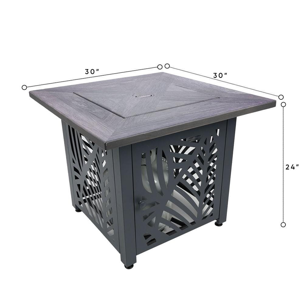 30 in. W x 24 in. H Square Metal Brown Pire Pit Table - Hercitys