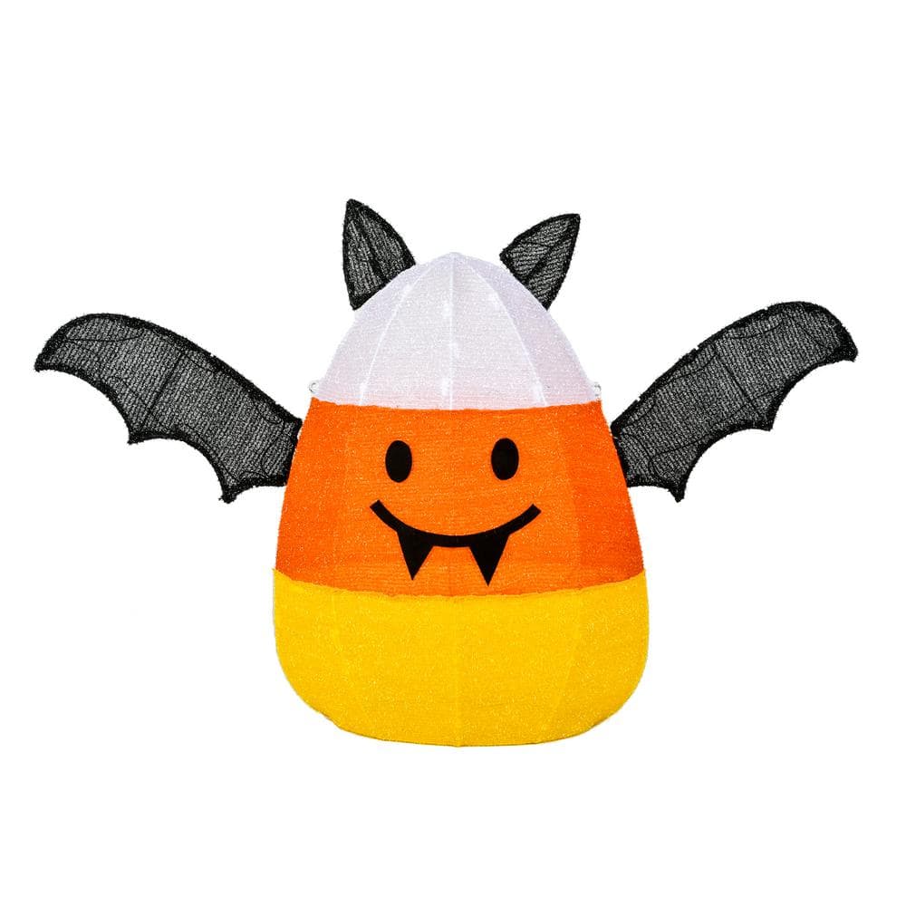 27 in. Plug-In Pre-Lit Candy Corn Bat - Hercitys