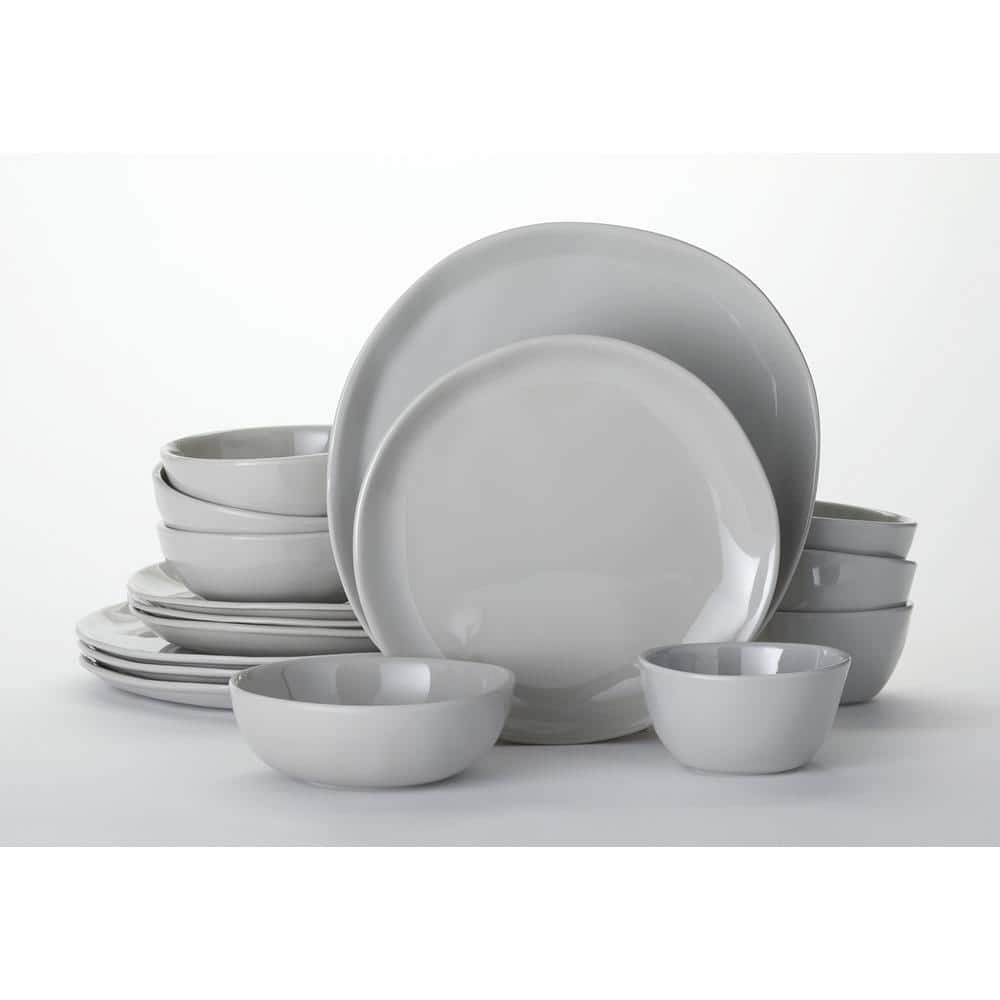 16-Piece Crave Shadow Gray Melamine Dinnerware Set (Service for 4) - Hercitys
