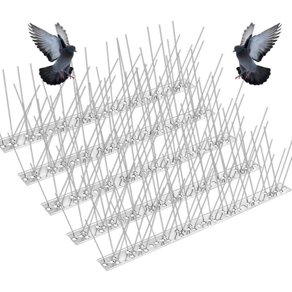 13 in. x 1.15 in. Stainless Steel Bird Spikes Deterrent 32.5 ft. Coverage for Outside Pigeons and Small Birds (30-Pack) - Hercitys