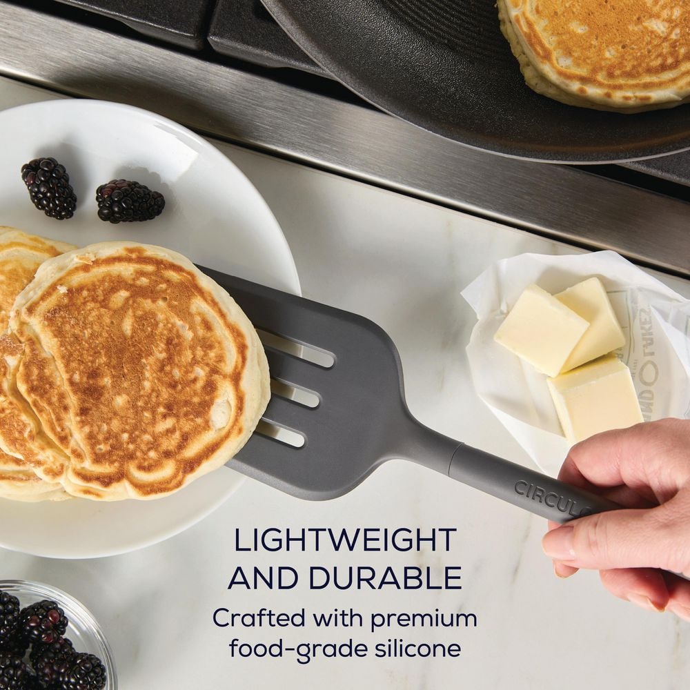 4-Piece Silicone Cooking and Kitchen Tools Set with Ladle Solid Spoon Slotted Spoon and Slotted Turner Gray - Hercitys