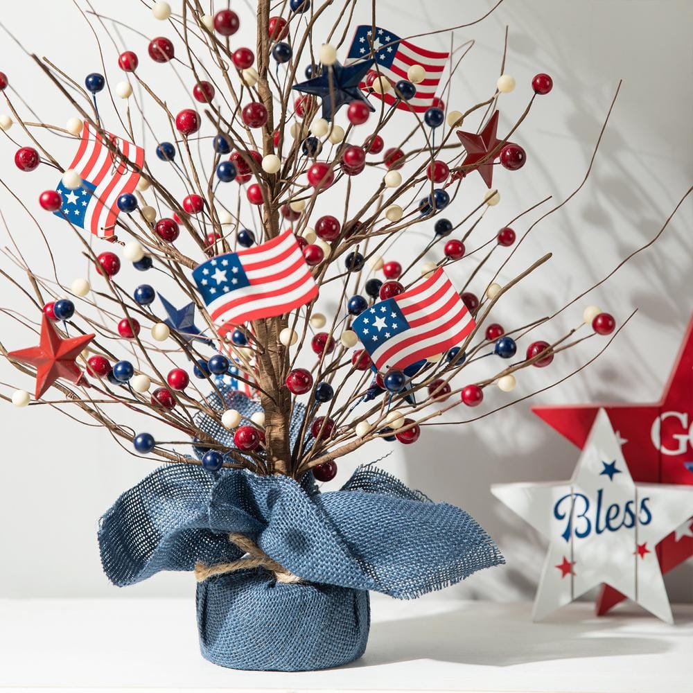 20 in. H Patriotic/Americana Berry Table Tree - Hercitys
