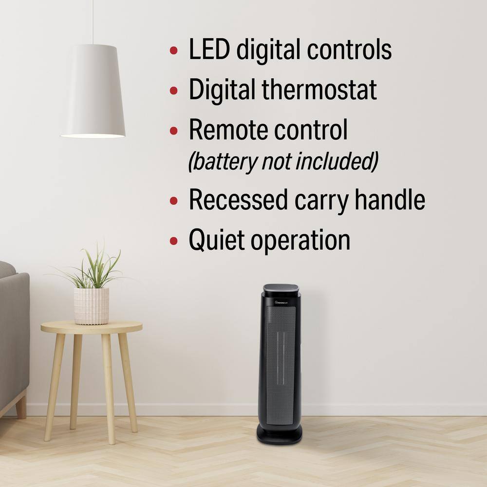 23 in. 1500-Watt/900-Watt Electric Oscillating Digital Ceramic Tower Heater - Hercitys