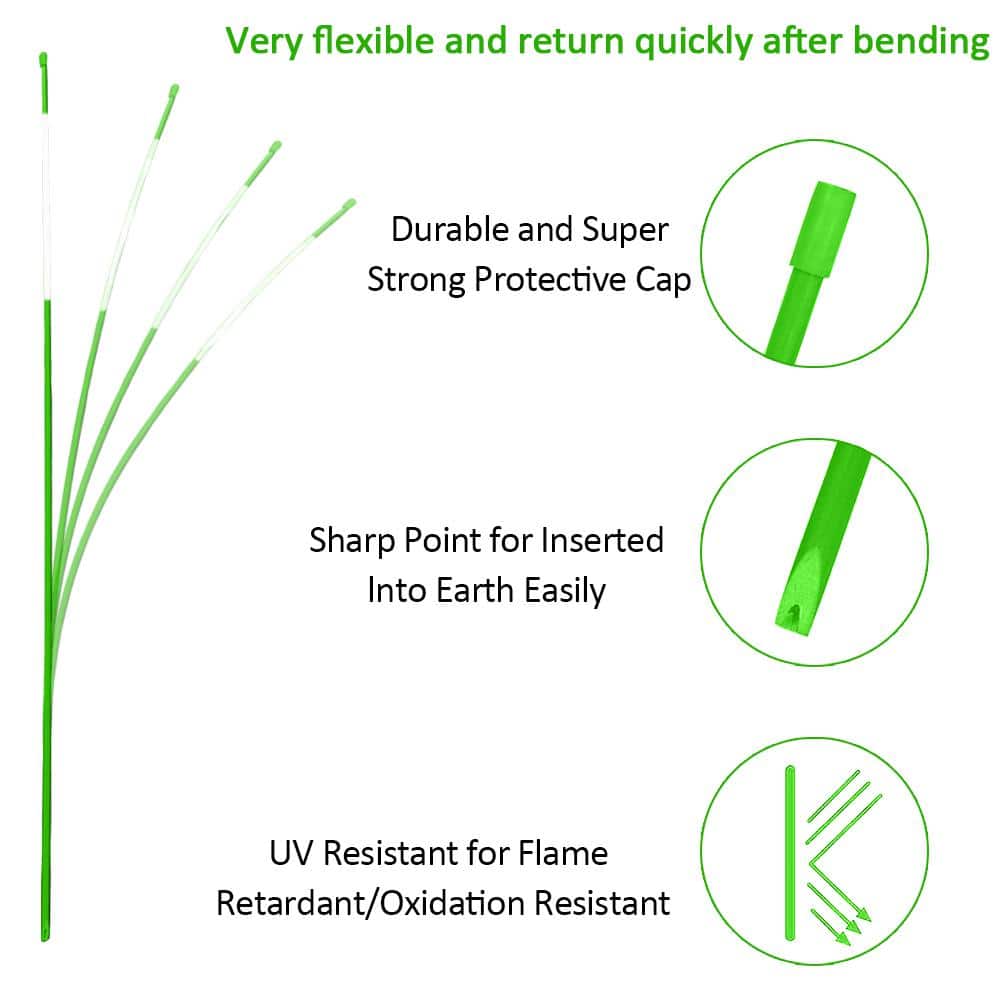 36 in. Driveway Markers 5/16 in. Dia Driveway Reflectors Hollow Snow Stakes, Green (50-Pack) - Hercitys