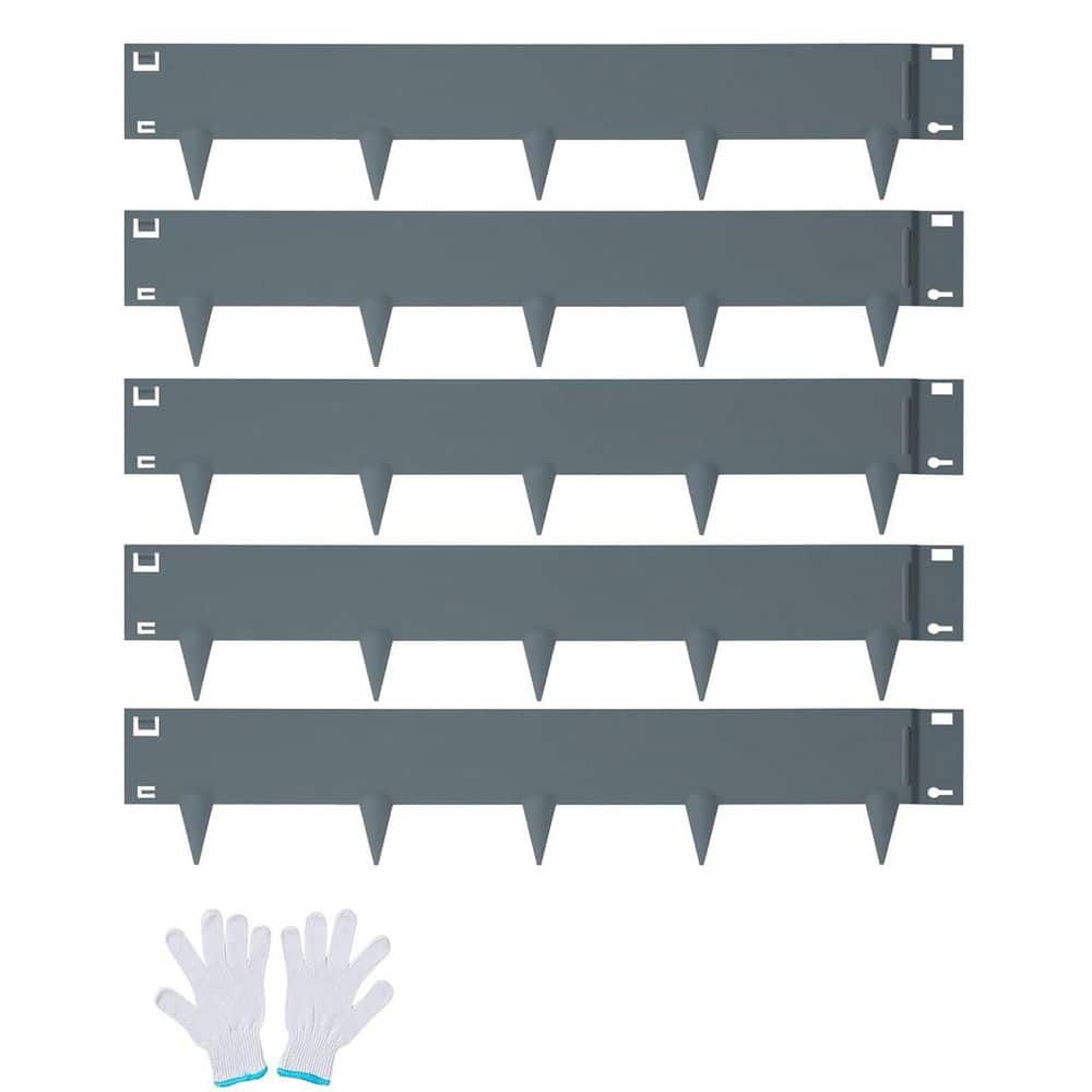 39 in. H x 3 in. L x 0.06 in. W Metal Landscape Edging, 5-Pack Heavy Duty Steel Garden Edging Border, Grey - Hercitys