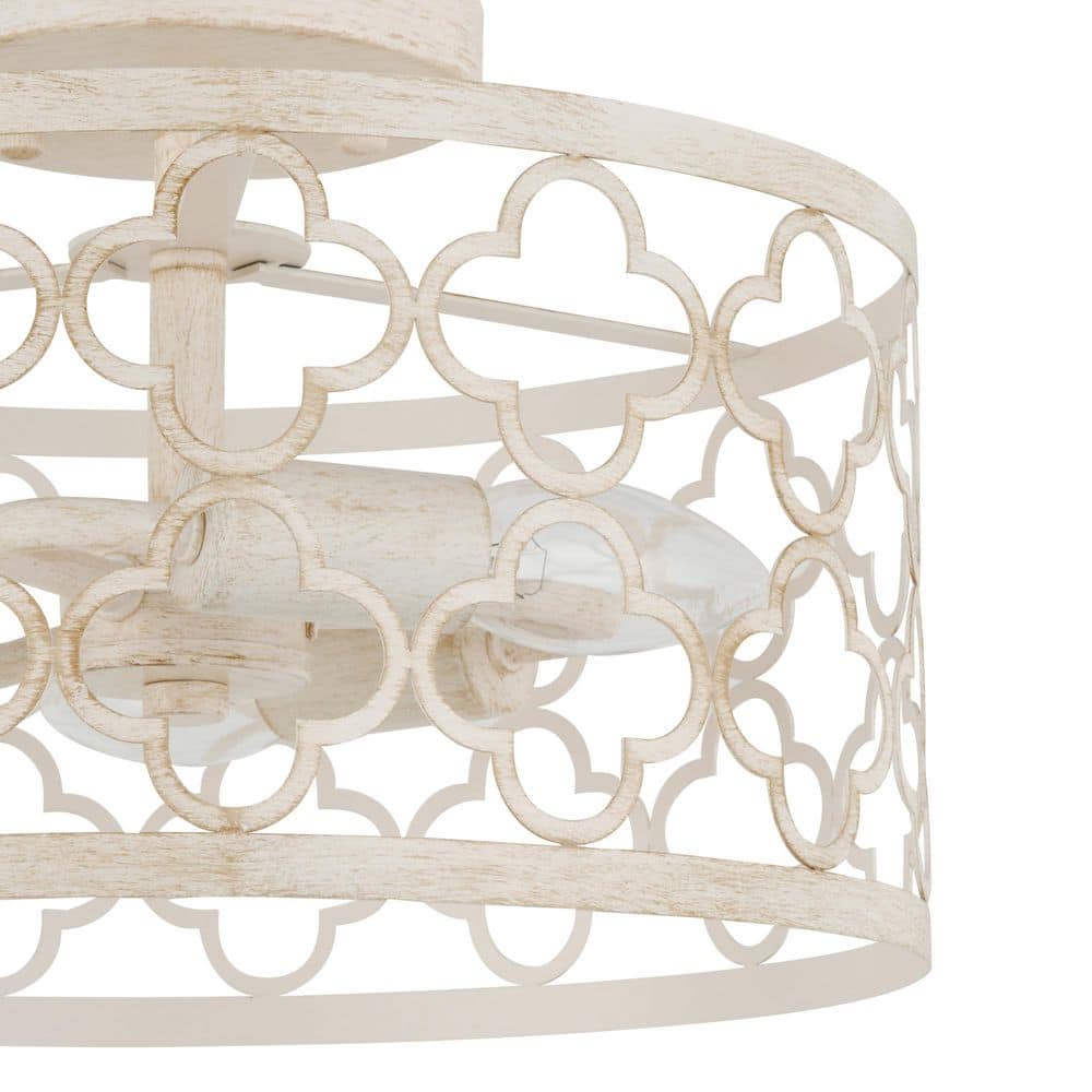 12 in. 3-Light Distressed White Semi Flush Mount Ceiling Light - Hercitys