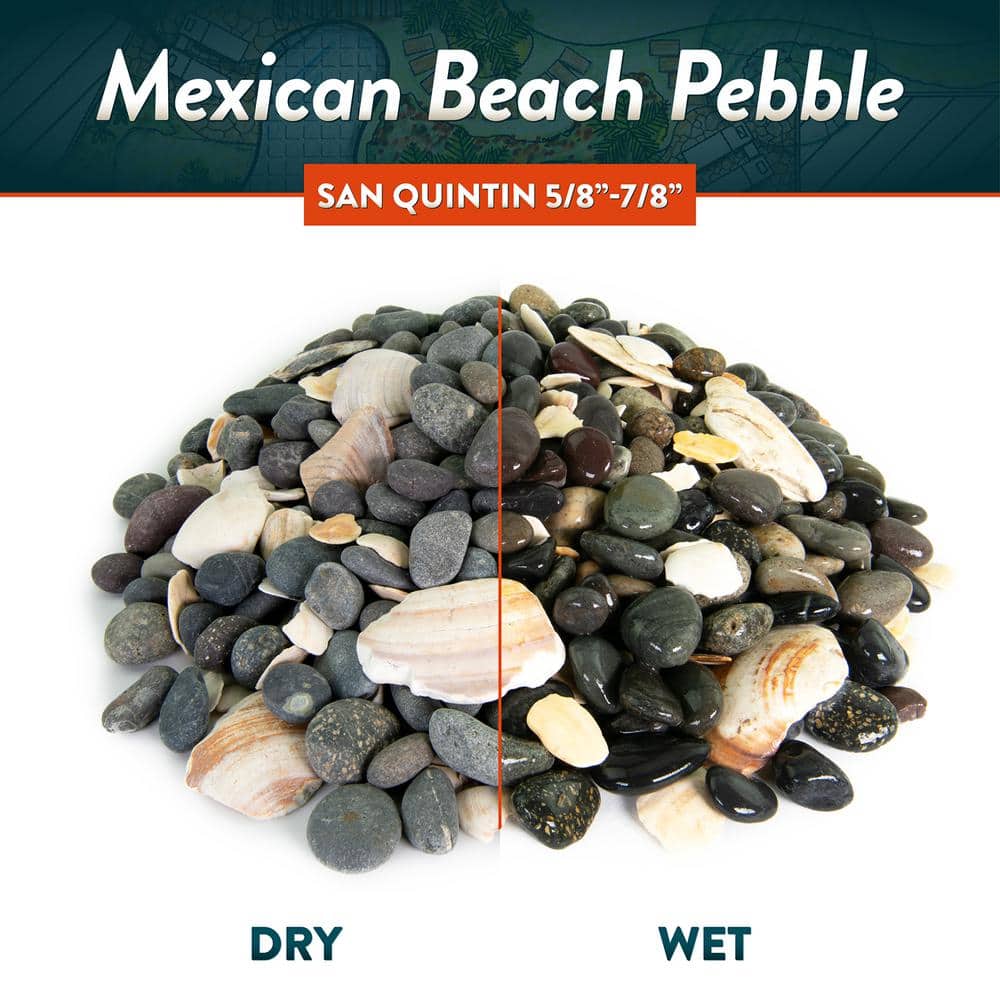 0.50 cu. ft. 5/8 in. to 7/8 in. San Quintin Mexican Beach Pebble Smooth Round Rock for Gardens, Landscapes and Ponds - Hercitys