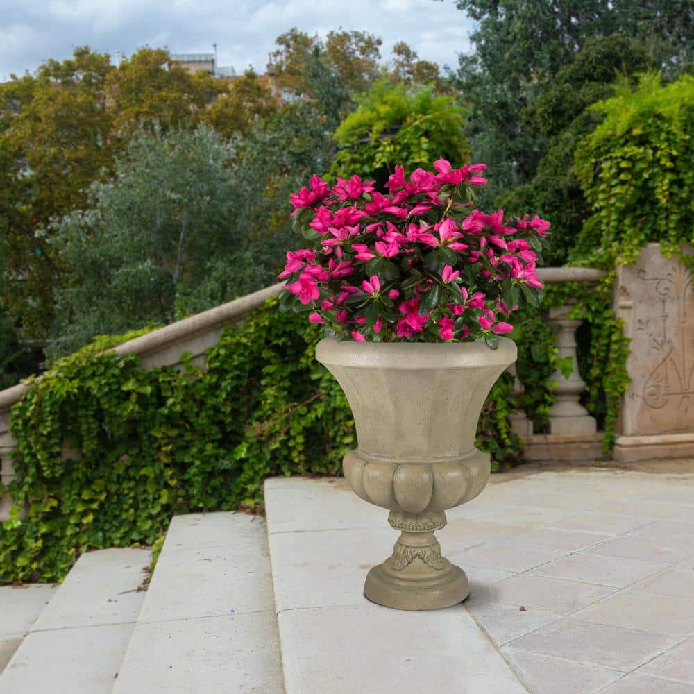 21.5 in. W x 28 in. H Aged Granite Stone Veranda Urn - Hercitys