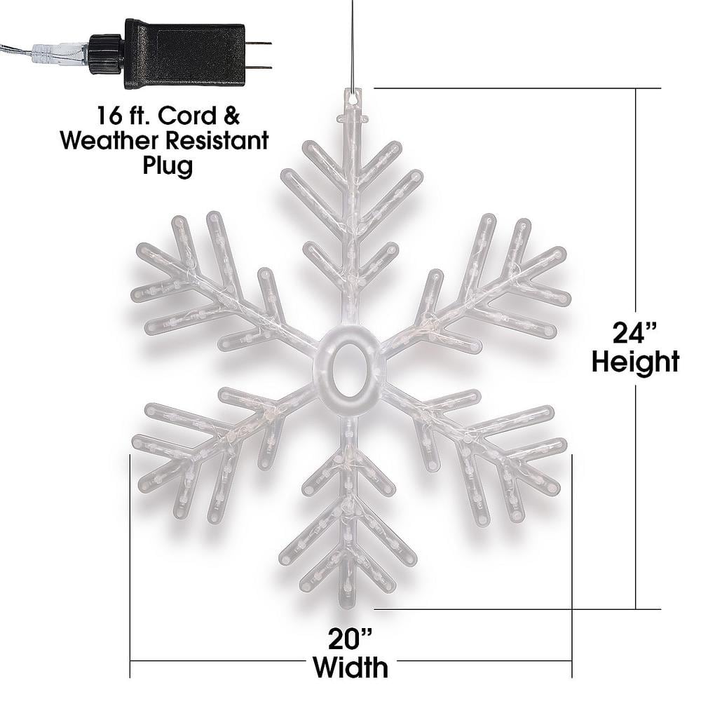 24 in. Tall Hanging Snowflake with LED Lights - Hercitys