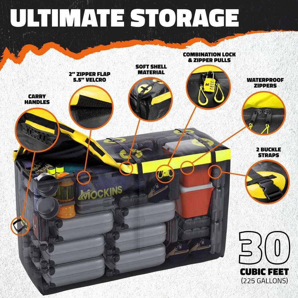 30 cu. ft. Waterproof Cargo Carrier Bag 60 in. x 24 in. x 36 in. Cargo Hitch Bag with Lock Straps and Carry Bag, Yellow - Hercitys