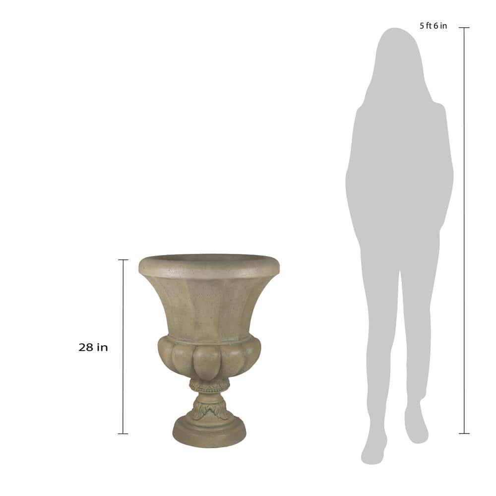 21.5 in. W x 28 in. H Aged Granite Stone Veranda Urn - Hercitys