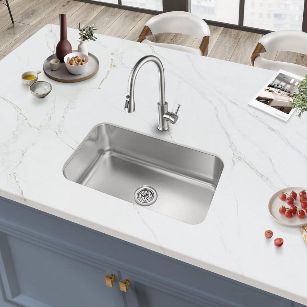 30 in. Undermount Single Bowl 18-Gauge Stainless Steel Kitchen Sink - Hercitys