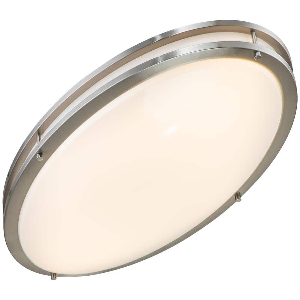 32.5 in. Brushed Nickel Oval 35-Watt Dimmable LED Flush Mount with Opal Acrylic Shades - Hercitys