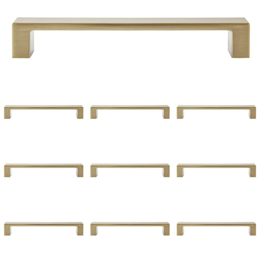 10-Pack Redmond 5-1/4 in. (133 mm) Center-to-Center Modern Satin Brass Bar Drawer Pull - Hercitys