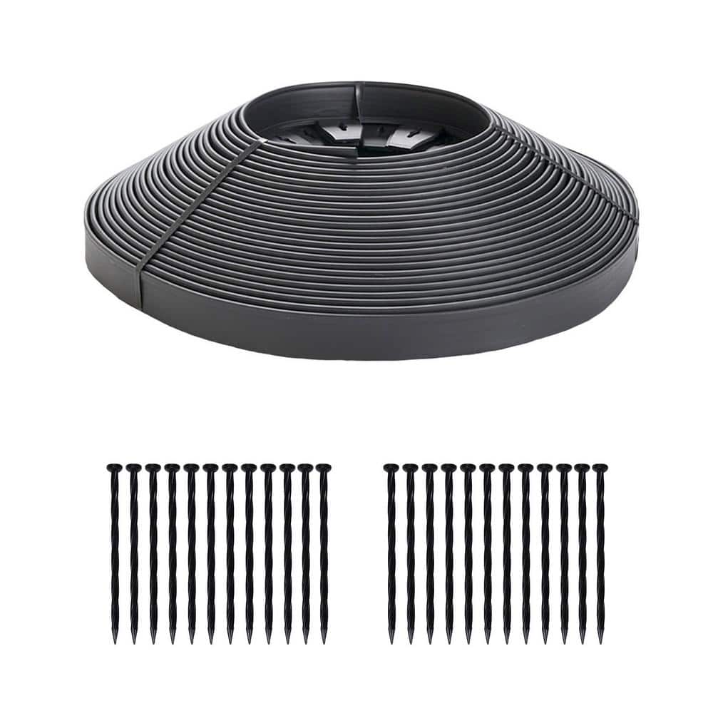 50 ft. L x 1.7 in. H Commercial Grade Brown Plastic No-Dig Edging Kit - Hercitys