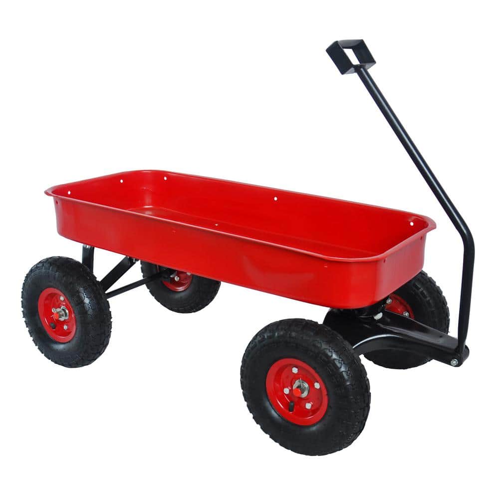 2.8 cu.ft. Steel Wagon Children Kid Garden Cart in Red - Hercitys